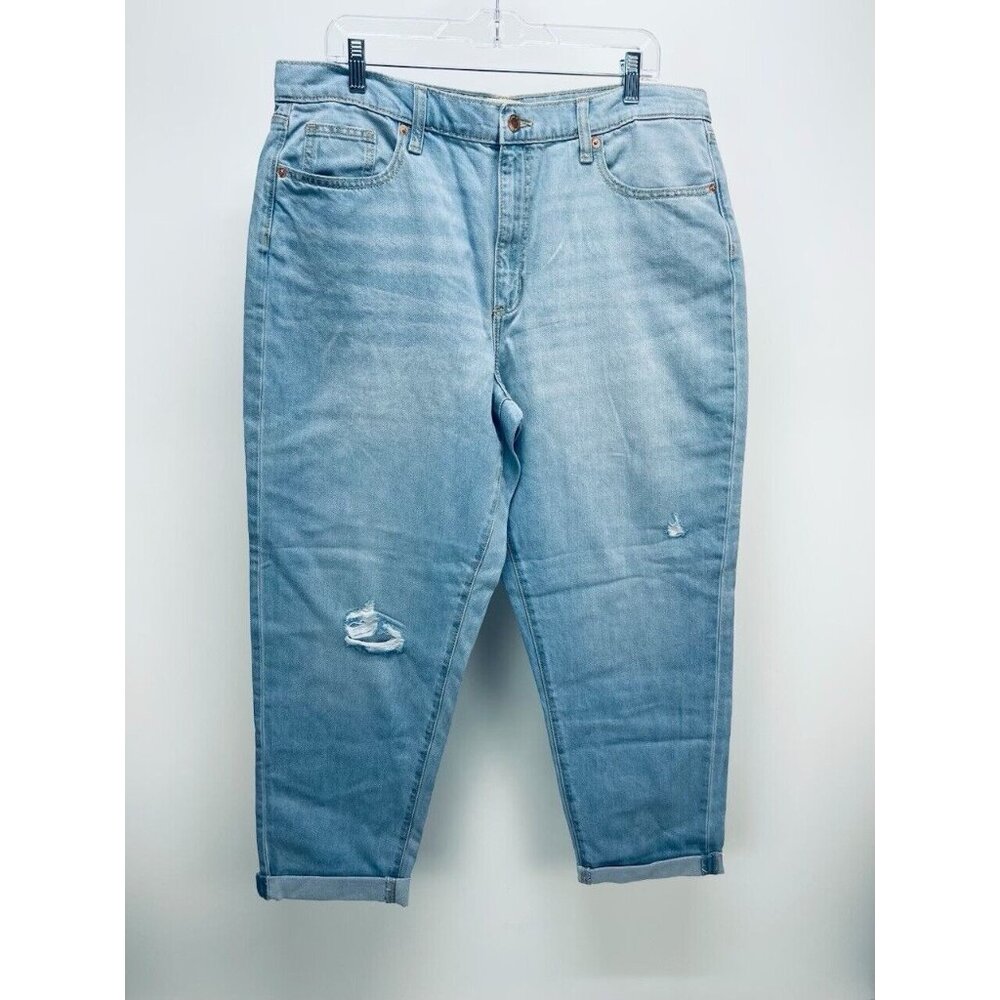Universal Thread Jeans Size 14 Women's Distressed Mid-Rise Boyfriend Blue New